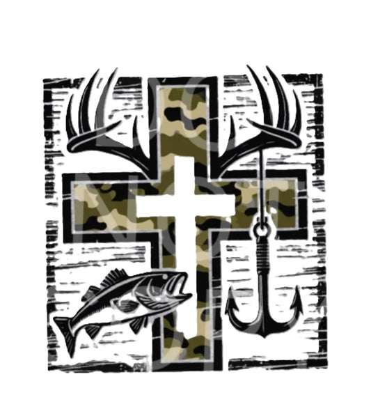 Camo cross hunting and fishing