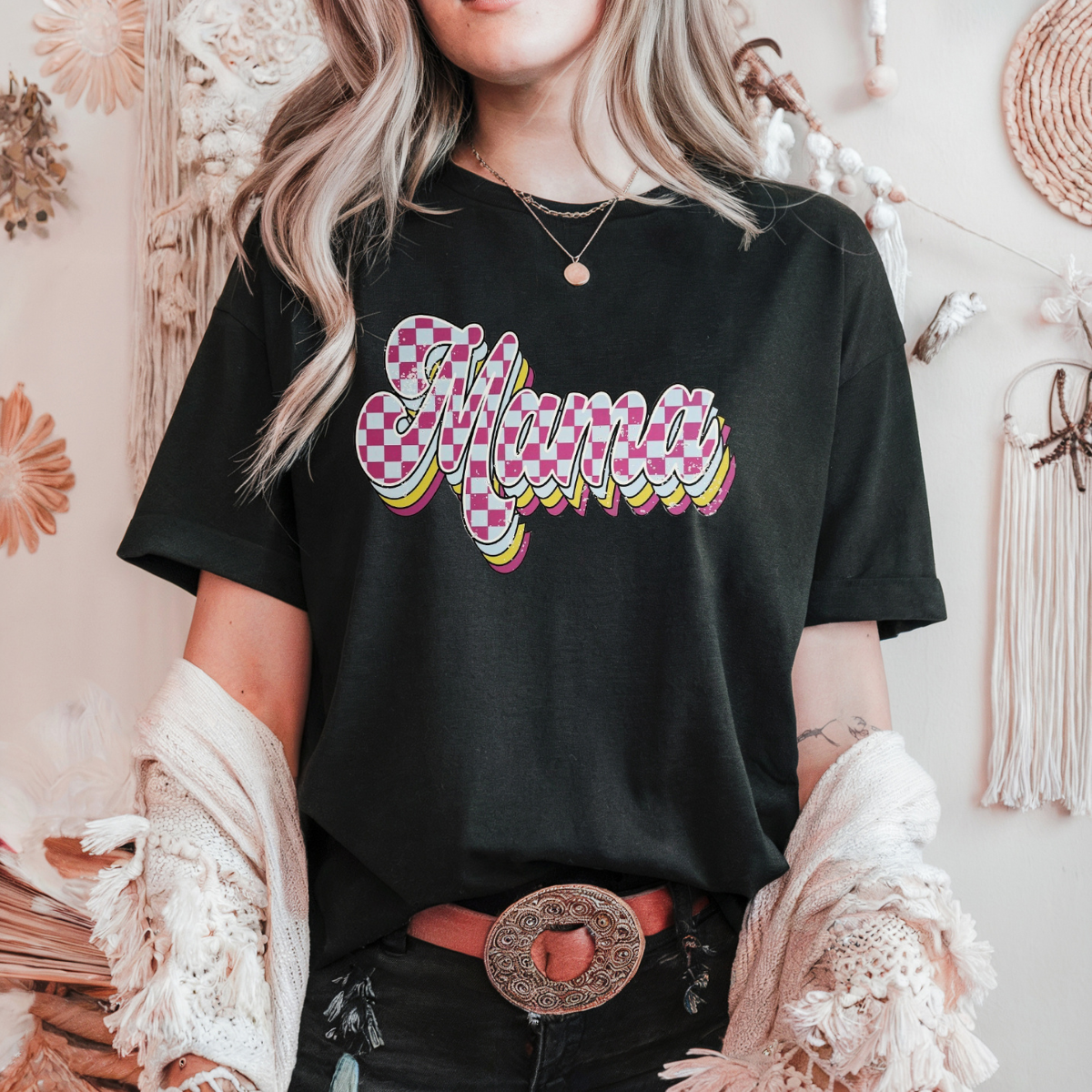 Mama pink checkered 2