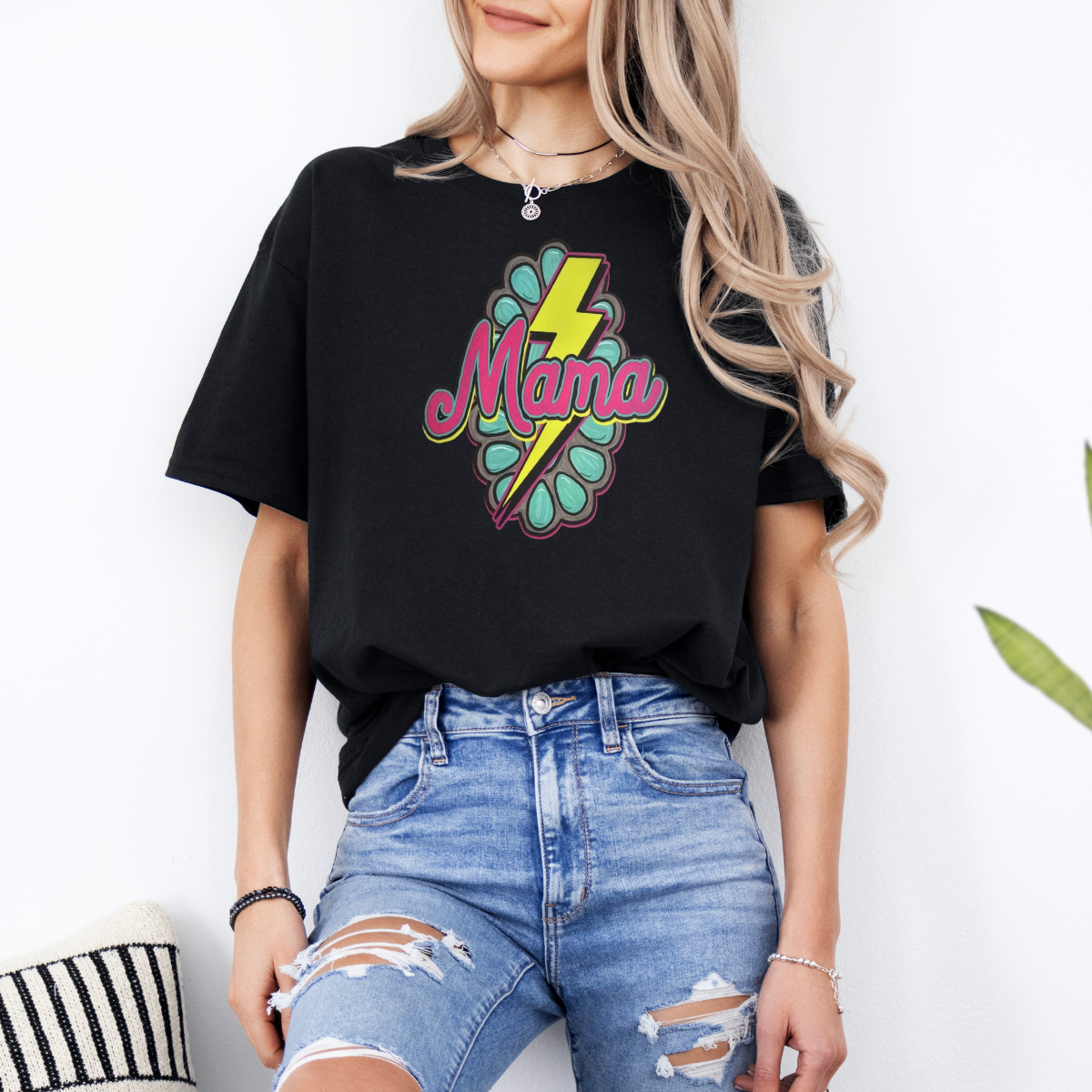 Mama turquoise lightening bolt