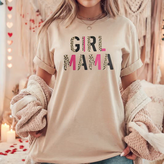 Girl Mama bright pink leopard