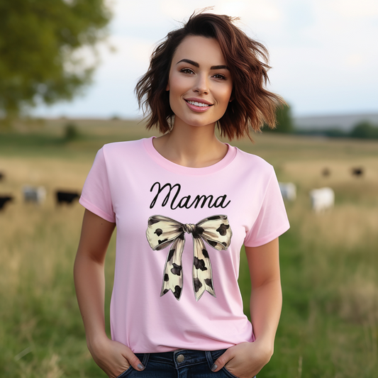 Mama cow print bow