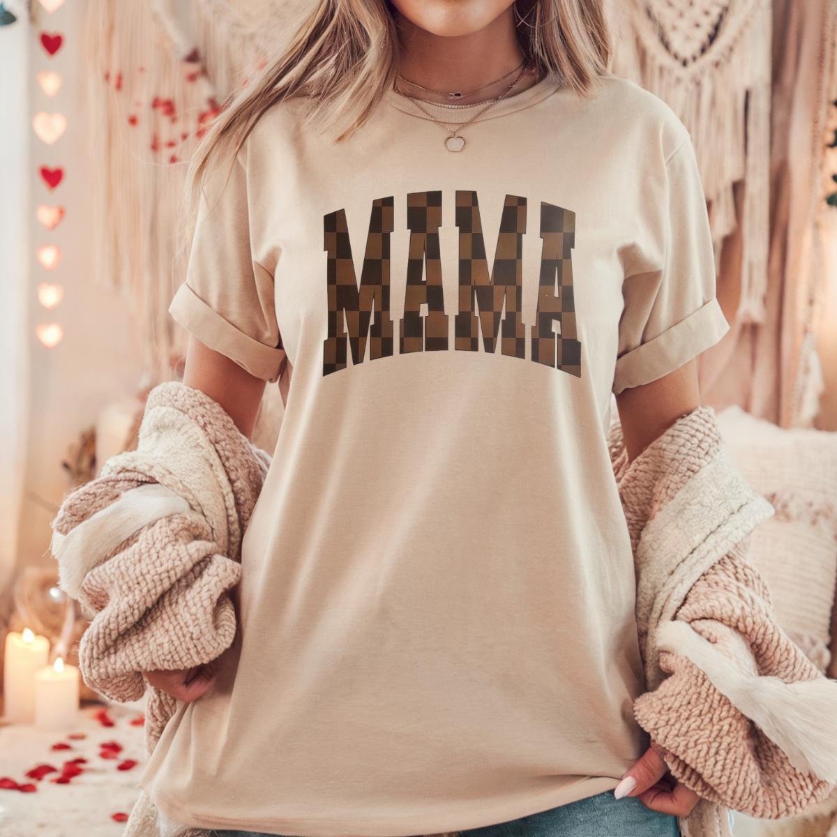 Mama brown checkered