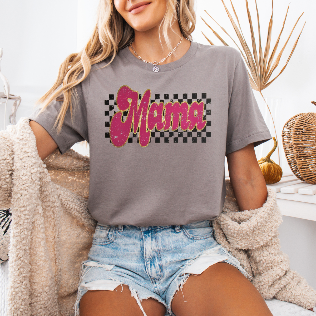 Mama pink / checkered