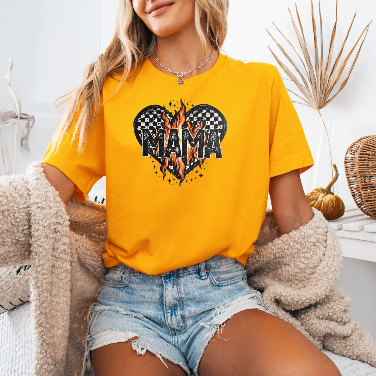 Mama checkered heart