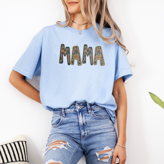 Mama faux embroidered