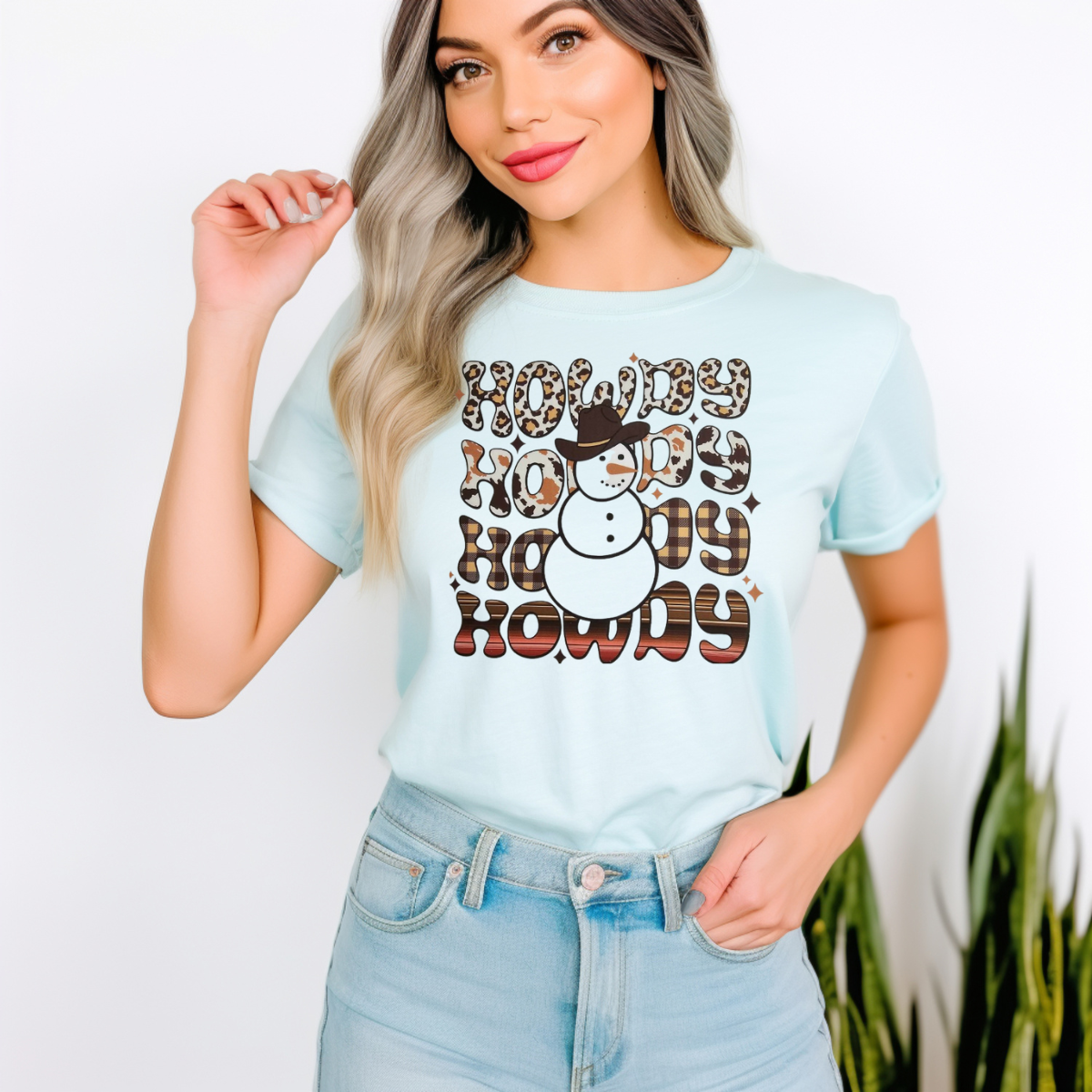 Howdy snowman stacked