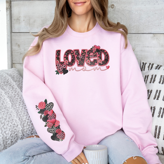 Loved Mom with sleeve print