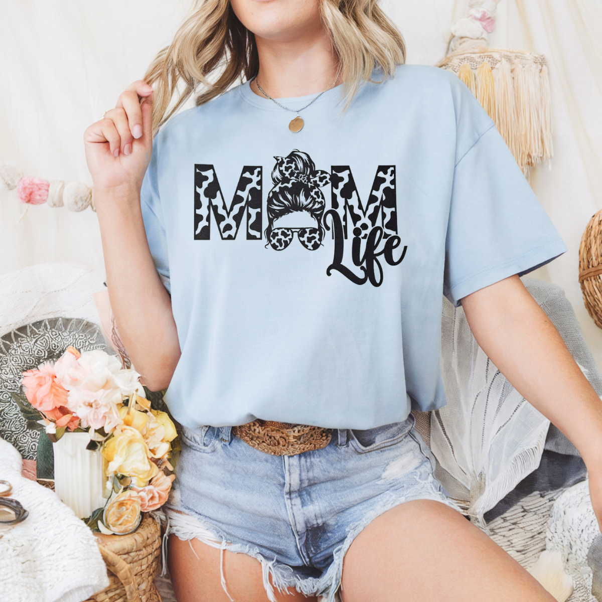 Mom Life cow print