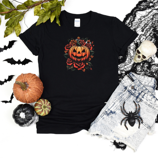 Pumpkin and roses
