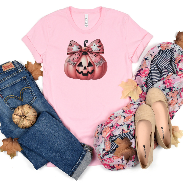 Pink pumpkin with bow