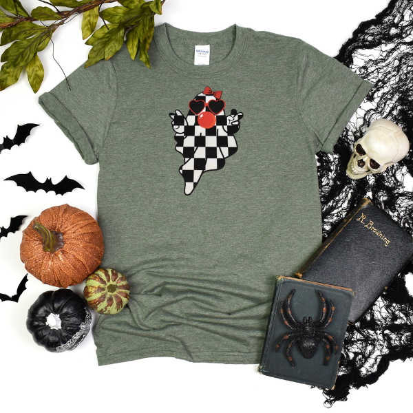 Black and white checkered ghost