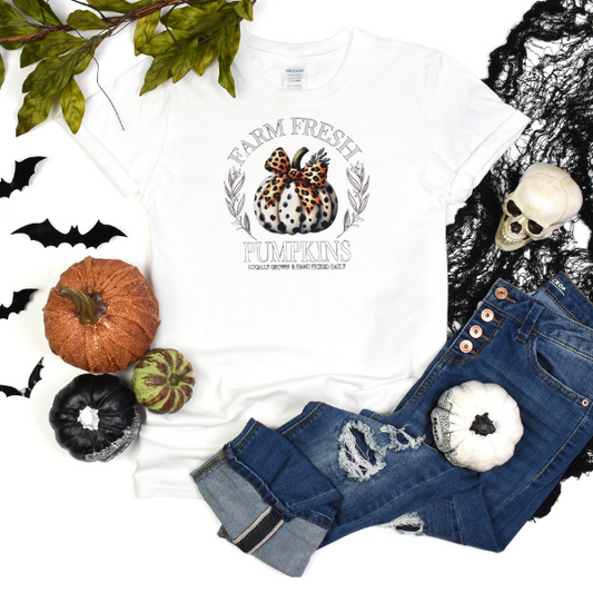 Farm Fresh Pumpkins leopard bow