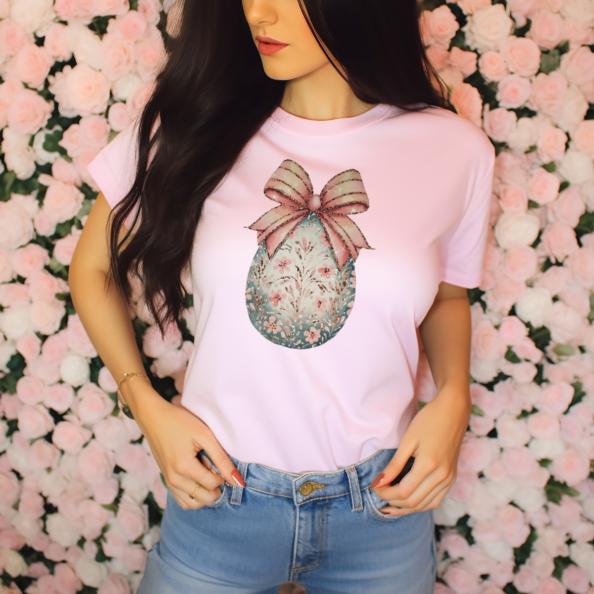 Pink floral Easter egg