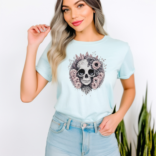 Pink floral skull