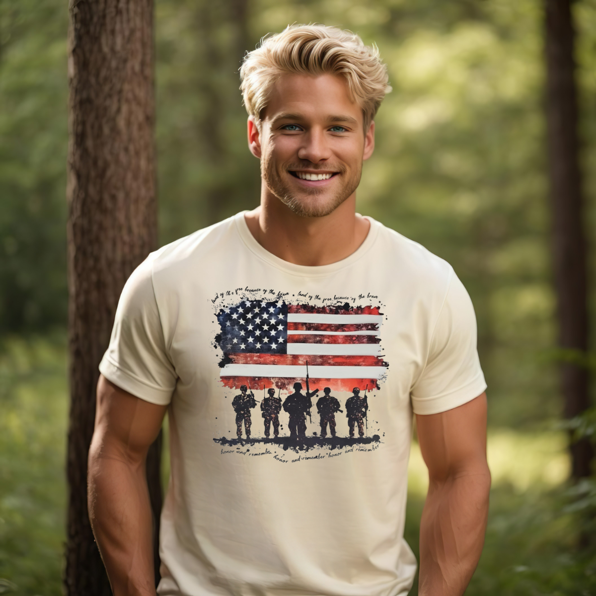 Land of the free flag soldiers