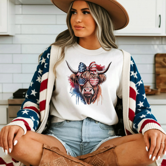 Patriotic cow with bow