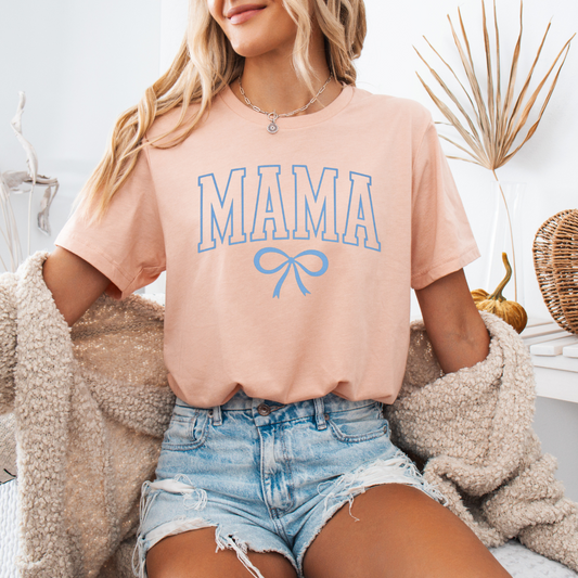 Mama bow blue print