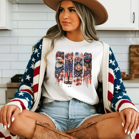 4 panel patriotic eagle boots cow girl