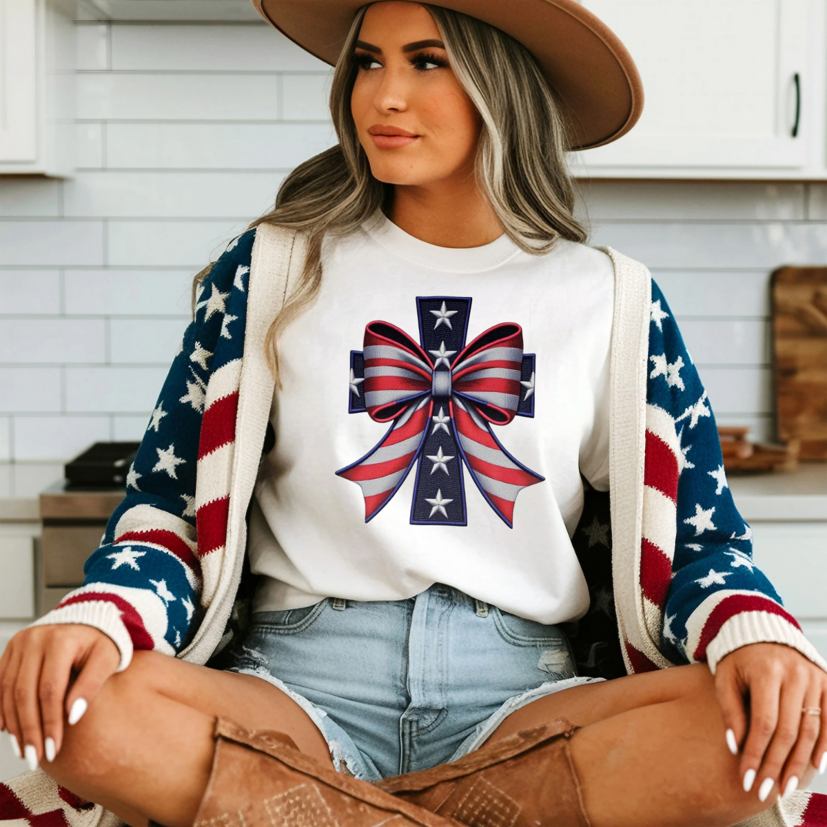 Red white blue cross