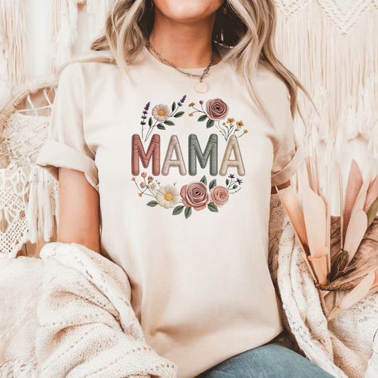 Mama faux embroidered circle