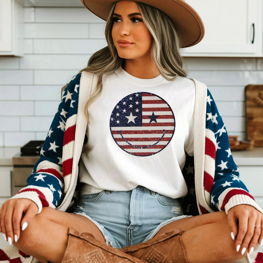 Patriotic smiley stars and stripes
