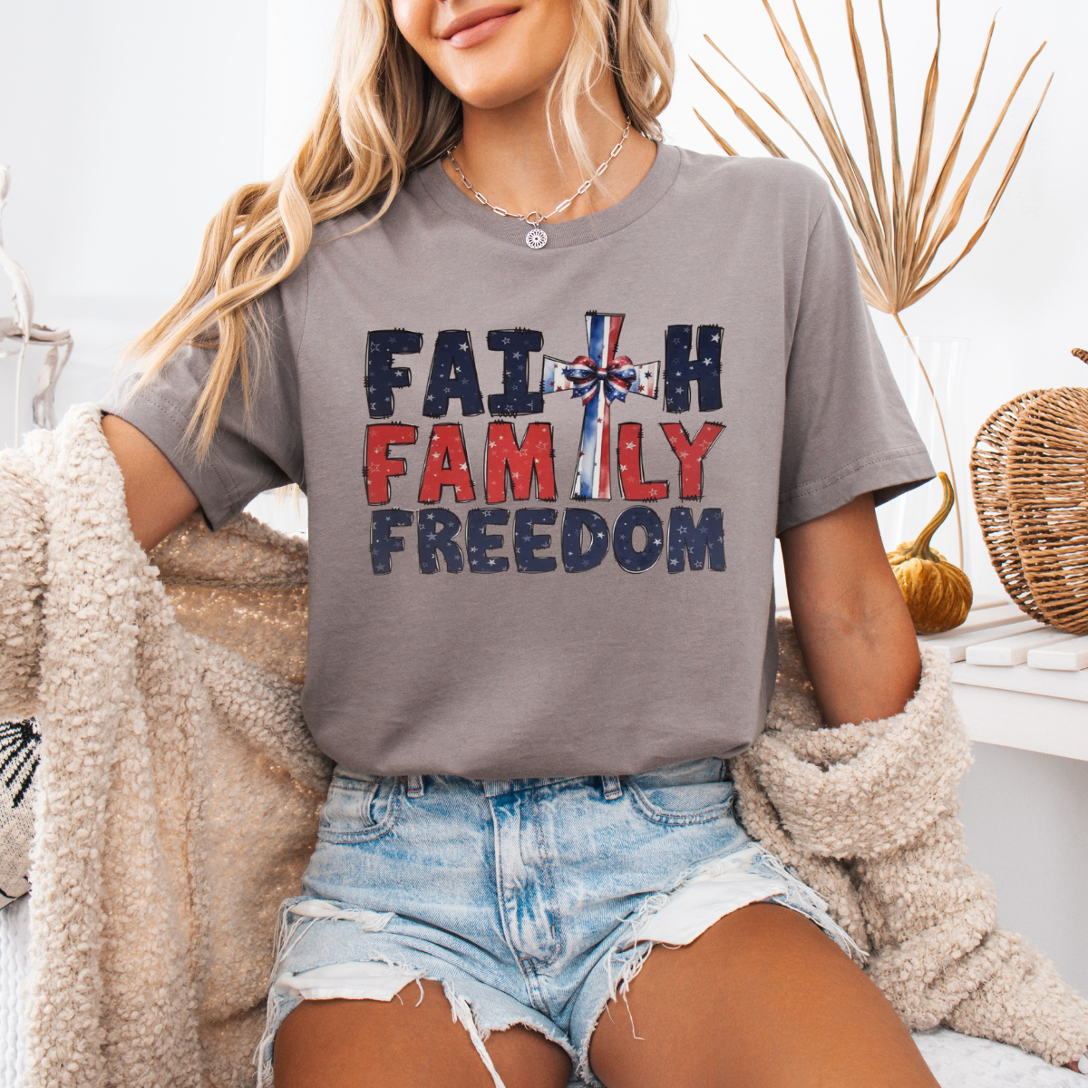 Faith family freedom red and blue stacked