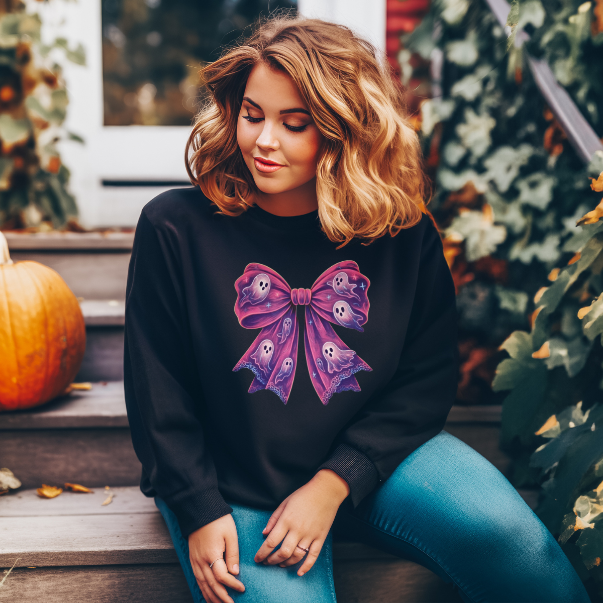 Purple and pink ghost bow