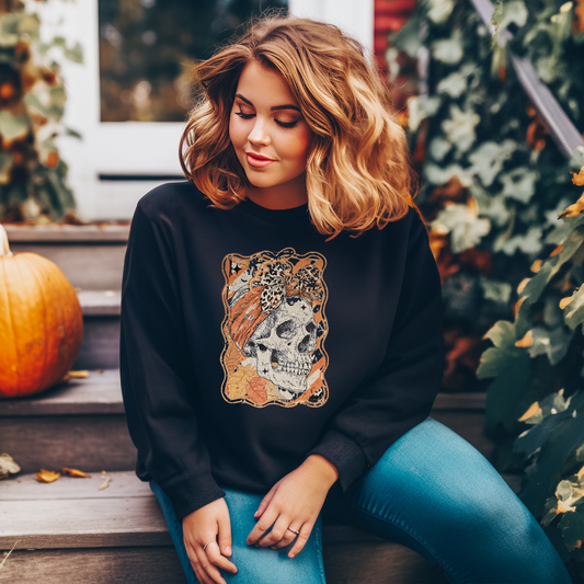 Skull with orange bow