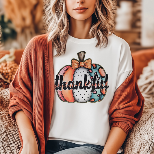 Thankful grateful blessed colorful pumpkin