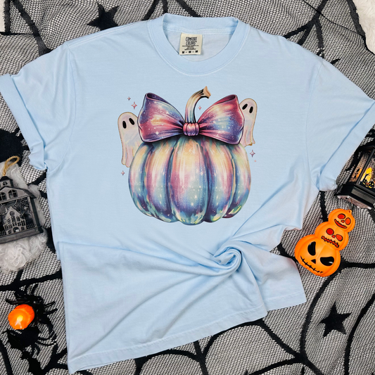 Colorful pumpkin and ghosts