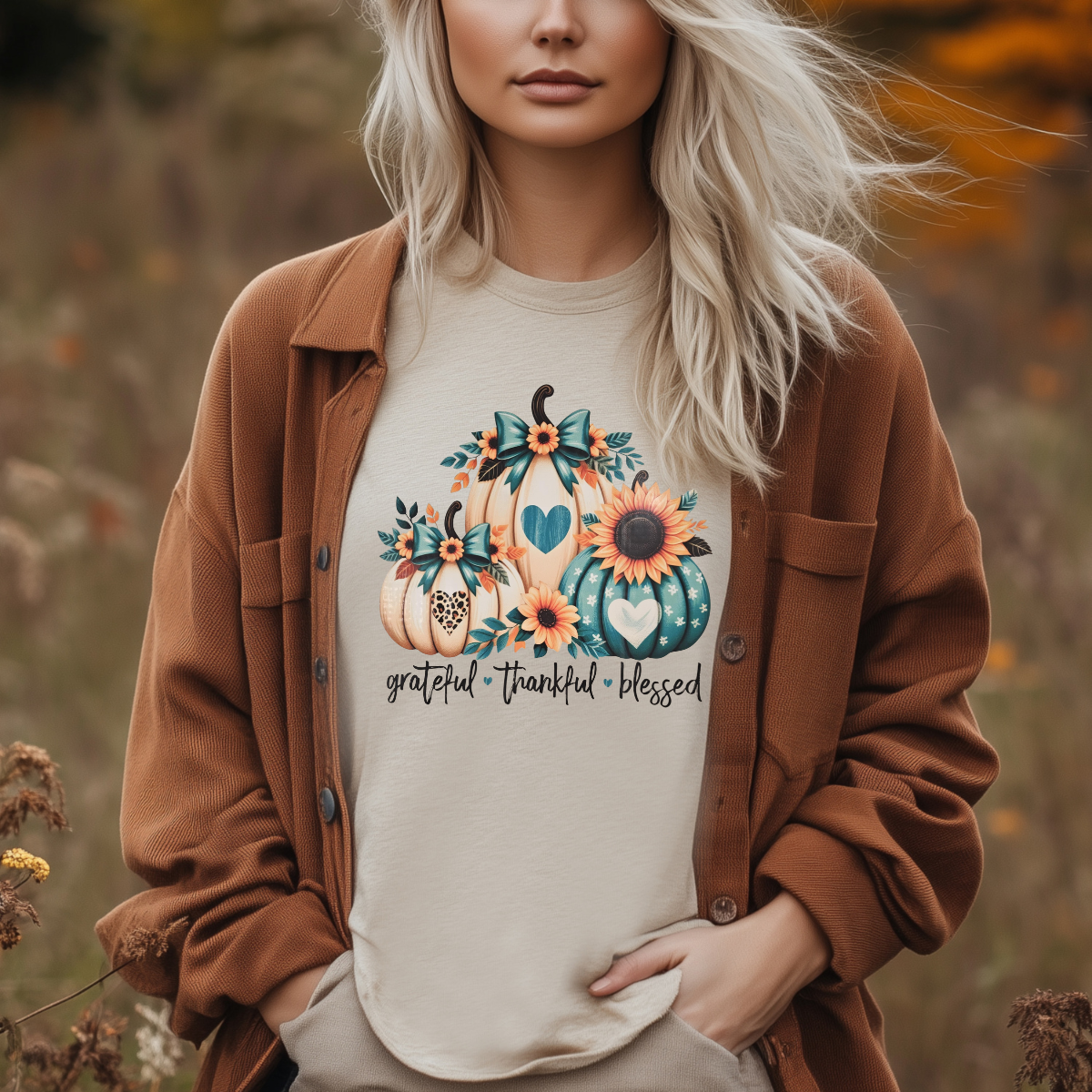 Grateful thankful blessed blue pumpkins