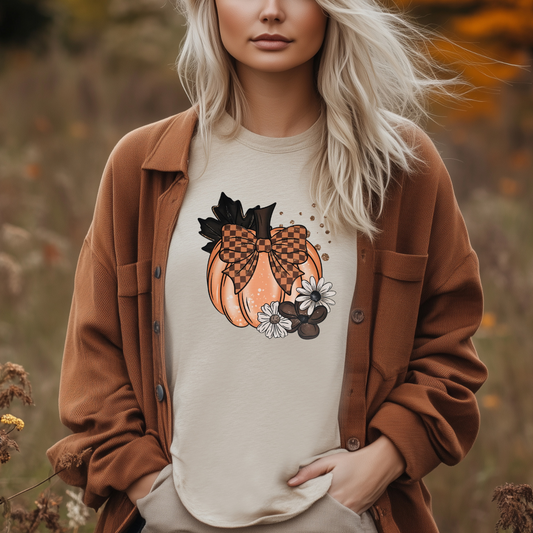Pumpkin with checkered bow