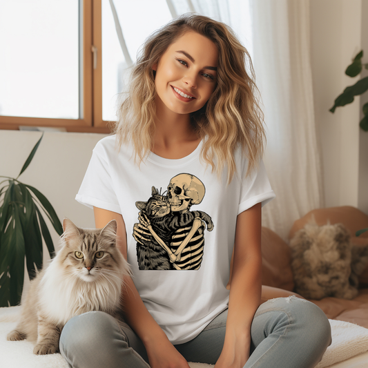 Skeleton with cat