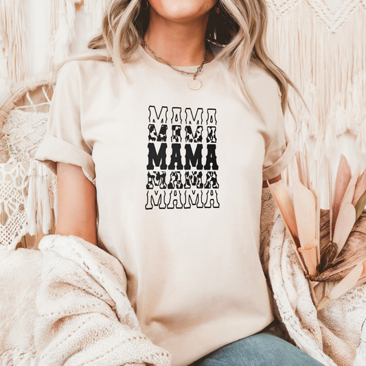 Mama cow print stacked