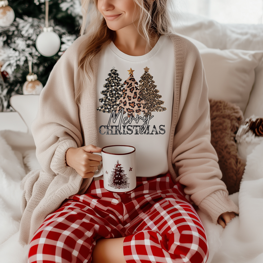 Leopard and sequin Christmas trees