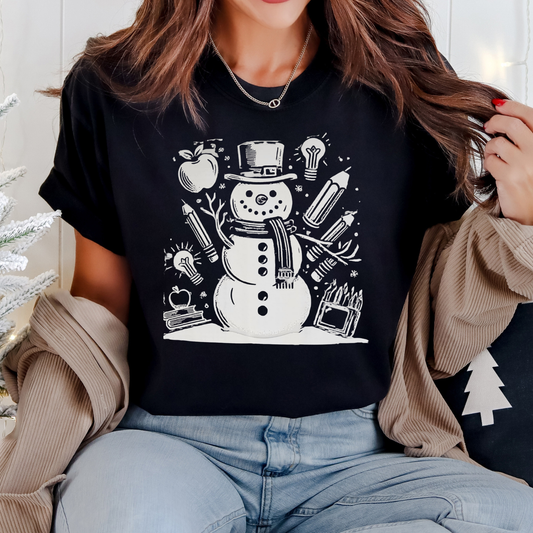 Snowman with school supplies