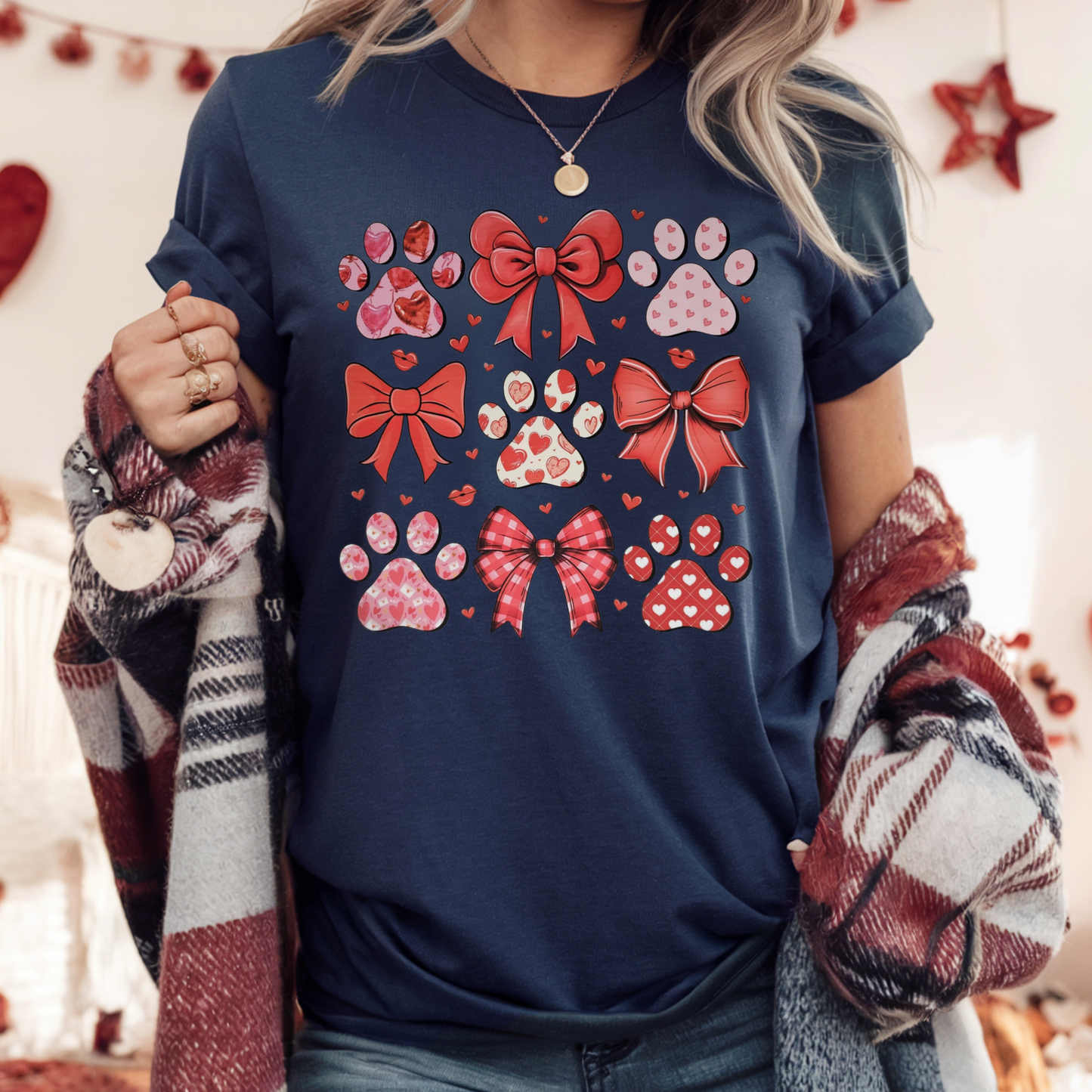 Paw print valentine 9 bow