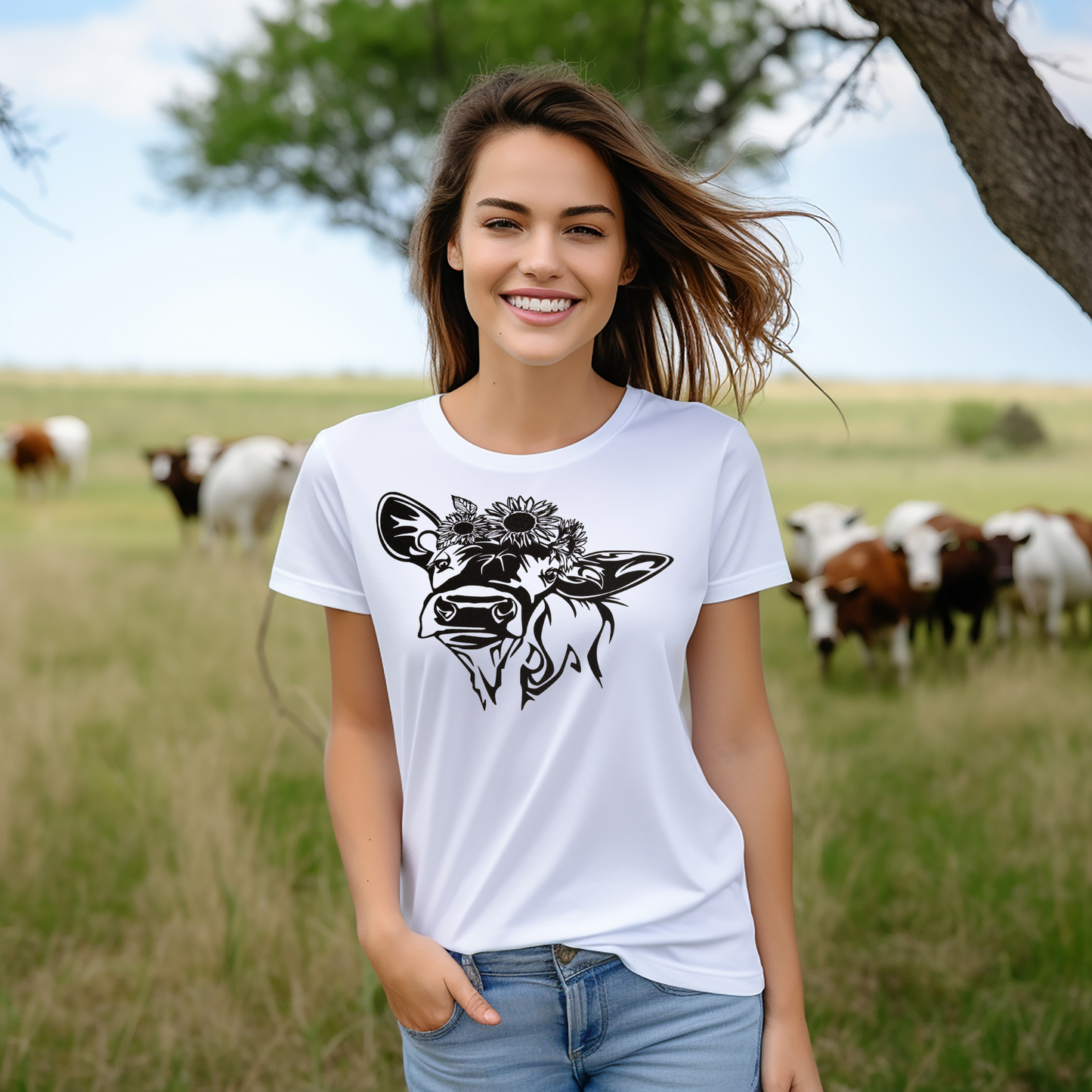 Cow with flowers on head